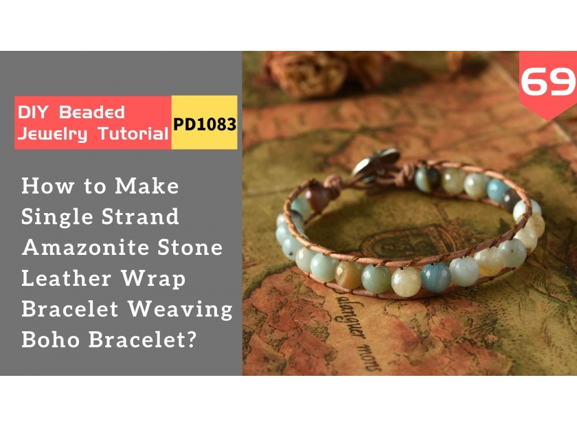 African Turquoise & Picasso Seed Bead TRIPLE Leather Wrap Bracelet |  Coquina Dance Jewelry
