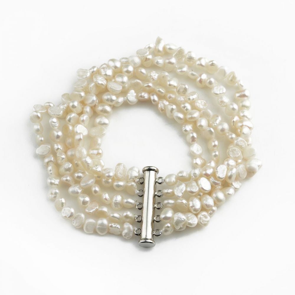 Amazon.com: Rofeego Simulated White Glitter Small Pearl Bracelet/ 5mm Thin  Round Pearl Bracelet/Adjustable Size 6.3