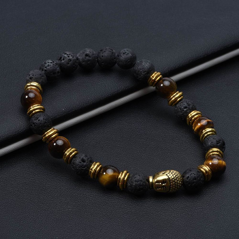 Mens Tiger Eye Mens Beaded Bracelets Buddha Bracelet With 8mm Lava Stone  And Gallstone Religious Jewelry Gift From Redapple999, $2.21 | DHgate.Com