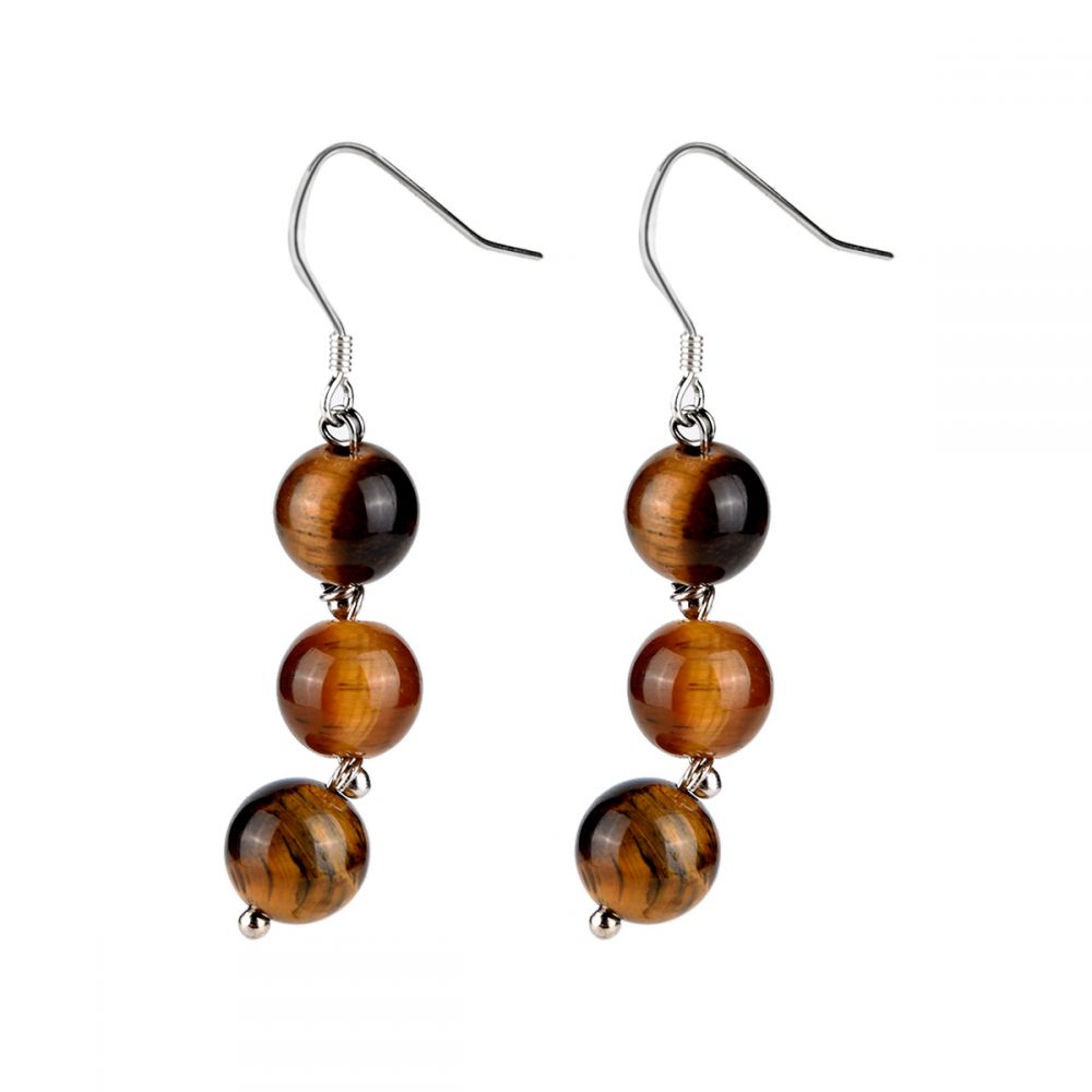The Most Classic Earring Styles!! Natural 8mm Round / Ball Tiger Eye G -  TheGlobalStone