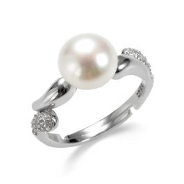 8.5-9mm Freshwater Pearl Sterling Silver Simple Ring Adjustable Size