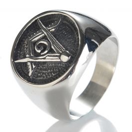 Embossed Stamped Freemason Masonic Stainless Steel Men Ring