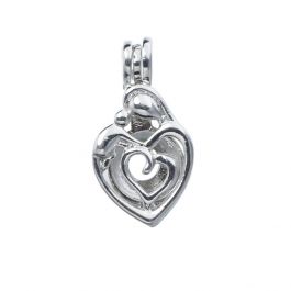 Mother and Child Pendants for Pearl Heart Cage Pendant for Women Gift ...