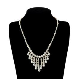 White Graduating Pearls Bib Necklace Womens Jewelry Wedding Bride Gift ...
