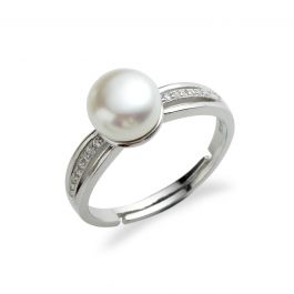 Freshwater pearl with rhinestone 925 Sterling Silver ring setting ...