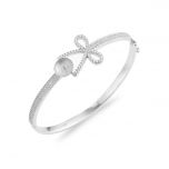 DIY Jewelry Fittings Bangle 925 Silver Zircon Settings with Pearl Seat Base