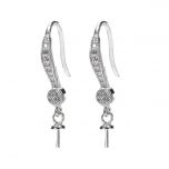 Simple Style 925 Sterling Silver Clear CZ Stone Hook Earrings Finding/Setting for pearl