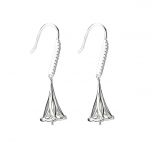 Trumpet Flower Earrings 925 Silver Zircon Pearl Drop Earring with bead seat base for DIY