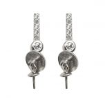 925 Silver Cubic Zirconia Pierced Earrings Mounting Jewelry Findings 9EM15