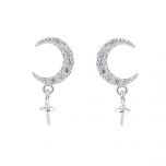 Zircon Moon 925 Silver Stud Earrings Fittings Pearl Earrings Accessories