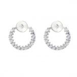 Shining Circle-Shaped Earrings Zircon Inlaid 925 Sterling Silver Pearl Ear Stud Mountings