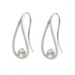 Unique Teardrop-shaped Zircon Earring 925 Sterling Silver Pearl Mountings