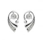 Conch Shape Sterling 925 Silver Zircon Earring Mountings/Finding DIY Pearl Jewelry