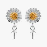 Beauty Daisy Flower Earring 925 Silver Dangle Pearl Earrings Settings for Girls