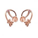 Rose Gold Plated Shiny Butterfly 925 Silver Pierced Stud Earring Findings for Girls