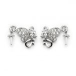 Butterfly 925 Sterling Silver Clear CZ Earrings Findings 9EM44