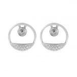 Stud Earrings 925 Silver Findings with Small Semi Circle Zircon Mounting/ Setting