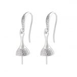 Hook Earring Semi Mountings for Round Pearl 925 Silver Zircons Findings/Mounting/ Setting