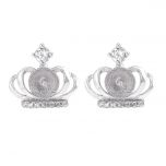 Crown Shape Earring Studs Findings Zircon 925 Silver Pearls Mounting for DIY Jewelry