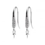 925 Silver DIY Jewelry Findings Earring Hook Accessory with Zircons for women
