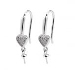 Little Heart on Hook Earring 925 Silver Earwire Findings for women DIY Jewelry