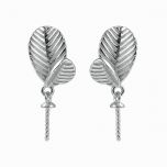 Double Leaf Design 925 Silver Stud Earring Settings Pearl Jewelry DIY Findings