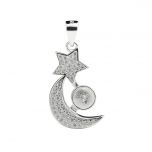 Shining Moon and Star Pendant Mounting 925 Sterling Silver Zircon Studded for DIY