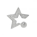 Shiny Star Pendant Mounts 925 Sterling Silver Zircon Jewellery Findings with Pearl Base