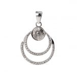 Fancy Two Circle Inlaid Zircons 925 Silver Pearl Pendant Settings/Fittings for Girls