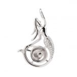 Pretty Mermaid Pendant Pearl Mounting 925 Sterling Silver Zircons with DIY Seat
