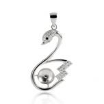Cute Swan Model 925 Silver CZ Pendant Finding for DIY Jewelry Making No chain and pearl