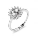 Zircon Surrounded 925 Sterling Silver Ring Pearl Mountings