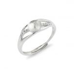 Simple Adjustable 925 Sterling Silver Zircon Ring Settings Pearl Seat Base for 6-9mm Pearl