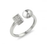 Dice Style Open Ring Setting/Fittings 925 Sterling Silver Zircon for women DIY