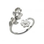 Sterling 925 Silver Clear CZ Flower Adjustable Ring Mounting 9RM17