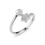 Shining Star Design 925 Silver Pearl Ring Mounting/Setting with Zircons Inlay no pearl