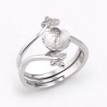 Two Finger Ring Findings Double Butterfly 925 Silver 2 in 1 Ring Setting for Pearl