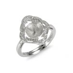 Unique Hollow Design Sterling Silver Pearl Ring Mountings with Rhinestone Surrounded