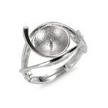 Sterling Silver Adjustable Ring Mounting with Blank Base for 10-12 mm pearls