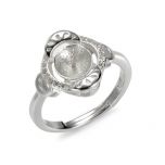 Elegant Sterling Silver Rhinestone Accented Ring Setting for Pearls Gem Beads