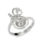 Sterling Silver Ring Fittings Fashion Jewelry Accessories Adjustable Pearl Ring Mounting