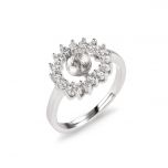 Cubic Zirconia Adorned 925 Sterling Silver Heart Ring Mounting