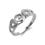 Clear CZ Studded Double Heart 925 Sterling Silver Ring Findings 9RM56