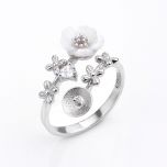 Fashion 1 Piece Adjustable White Shell Flower DIY Pearl Ring Mounting/Fitting 925 Silver