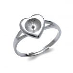 Fashion Design 925 Sterling Silver Heart Ring Base Findings for DIY Jewelry