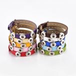 3 Snap Button PU Leather Bracelet for 12mm Snap Button Charms Interchangeable Snap Jewelry