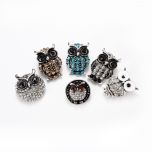 Alloy Rhinestone Owl Snap Button for Snap on Jewelry Interchangeable Jewelry