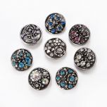 18mm Snap Buttons Round Rhinestone Flower Pattern Carved At Random Fit Snap Button Bracelets