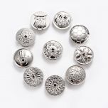 Round Silver Tone Zinc Alloy Snap Buttons for DIY Snap Jewelry Ring Bracelet Making 18mm Dia.