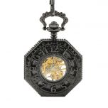 Popular Mens Steampunk Mechanical Pocket Watch Bronze Antique Octagon Case 